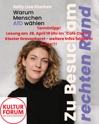 Wir freuen uns auf die Lesung am 28. April im "Café Clara", Kloster Gravenhorst/Hörstel